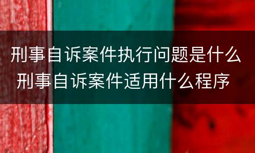 刑事自诉案件执行问题是什么 刑事自诉案件适用什么程序