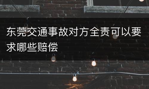 东莞交通事故对方全责可以要求哪些赔偿