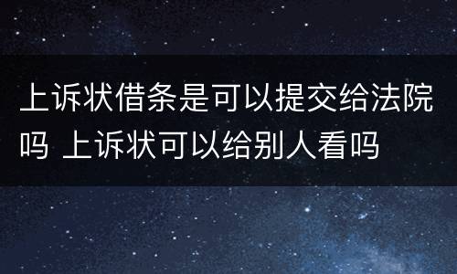 上诉状借条是可以提交给法院吗 上诉状可以给别人看吗
