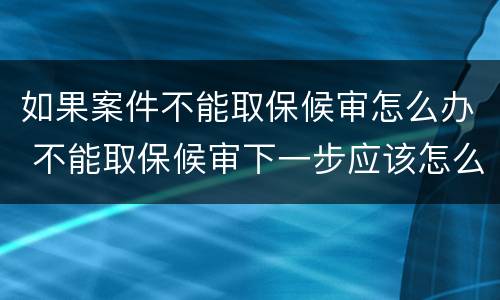如果案件不能取保候审怎么办 不能取保候审下一步应该怎么办