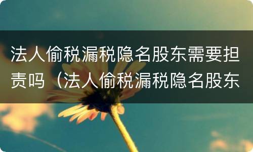 法人偷税漏税隐名股东需要担责吗（法人偷税漏税隐名股东需要担责吗知乎）