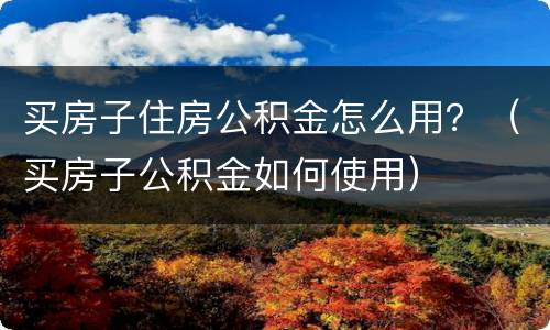买房子住房公积金怎么用？（买房子公积金如何使用）