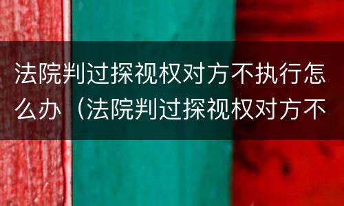 法院判过探视权对方不执行怎么办（法院判过探视权对方不执行怎么办理）