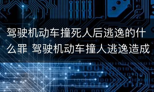 驾驶机动车撞死人后逃逸的什么罪 驾驶机动车撞人逃逸造成死亡的判几年