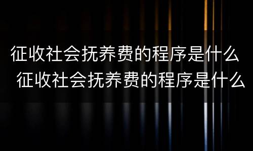 征收社会抚养费的程序是什么 征收社会抚养费的程序是什么呢