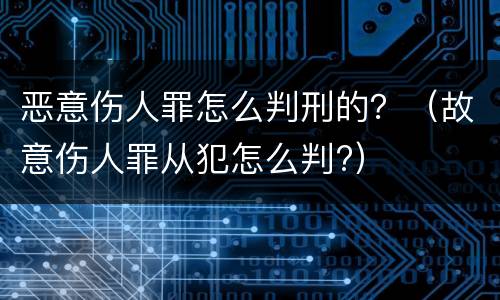 恶意伤人罪怎么判刑的？（故意伤人罪从犯怎么判?）