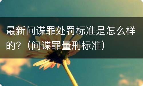 最新间谍罪处罚标准是怎么样的?（间谍罪量刑标准）