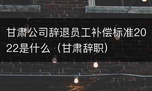 甘肃公司辞退员工补偿标准2022是什么（甘肃辞职）