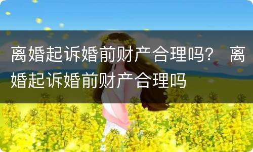 离婚起诉婚前财产合理吗？ 离婚起诉婚前财产合理吗