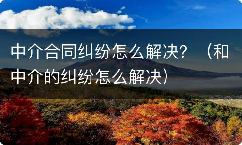 中介合同纠纷怎么解决？（和中介的纠纷怎么解决）