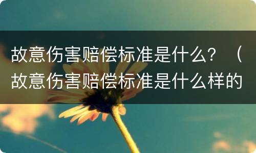 故意伤害赔偿标准是什么？（故意伤害赔偿标准是什么样的）