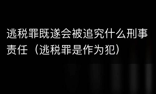 逃税罪既遂会被追究什么刑事责任（逃税罪是作为犯）