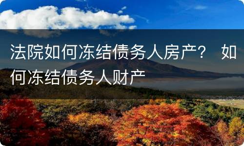 法院如何冻结债务人房产？ 如何冻结债务人财产