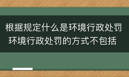 根据规定什么是环境行政处罚 环境行政处罚的方式不包括