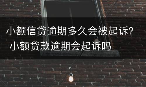 小额信贷逾期多久会被起诉？ 小额贷款逾期会起诉吗