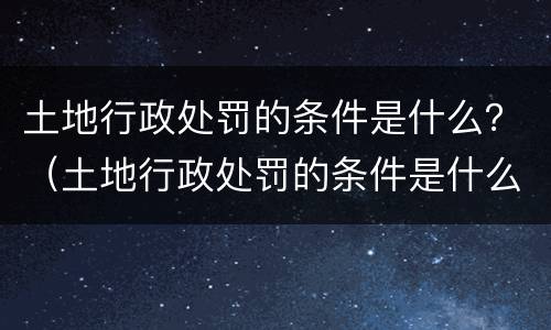 土地行政处罚的条件是什么？（土地行政处罚的条件是什么呢）