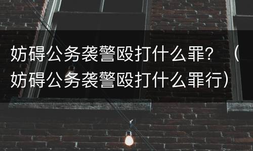 妨碍公务袭警殴打什么罪？（妨碍公务袭警殴打什么罪行）