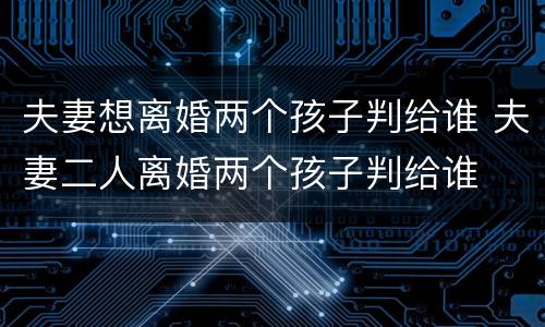 夫妻想离婚两个孩子判给谁 夫妻二人离婚两个孩子判给谁