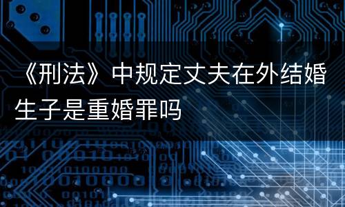 《刑法》中规定丈夫在外结婚生子是重婚罪吗