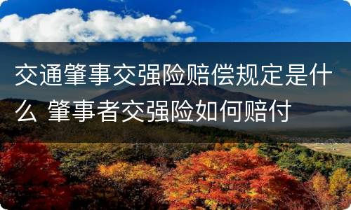 交通肇事交强险赔偿规定是什么 肇事者交强险如何赔付