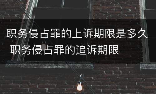 职务侵占罪的上诉期限是多久 职务侵占罪的追诉期限