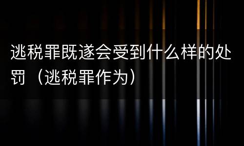 逃税罪既遂会受到什么样的处罚（逃税罪作为）
