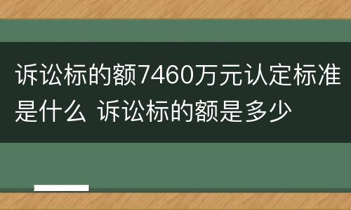 诉讼标的额7460万元认定标准是什么 诉讼标的额是多少