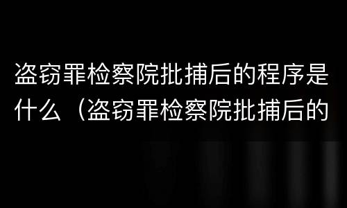 盗窃罪检察院批捕后的程序是什么（盗窃罪检察院批捕后的程序是什么呢）