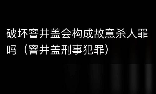 破坏窨井盖会构成故意杀人罪吗（窨井盖刑事犯罪）