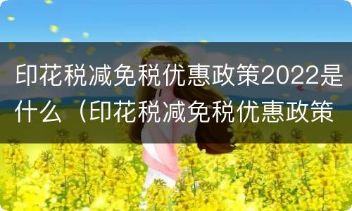 印花税减免税优惠政策2022是什么（印花税减免税优惠政策2022是什么时候开始）