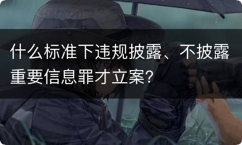 什么标准下违规披露、不披露重要信息罪才立案？