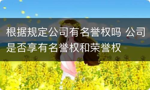 根据规定公司有名誉权吗 公司是否享有名誉权和荣誉权