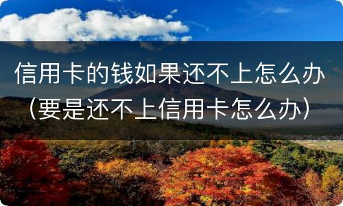信用卡的钱如果还不上怎么办（要是还不上信用卡怎么办）