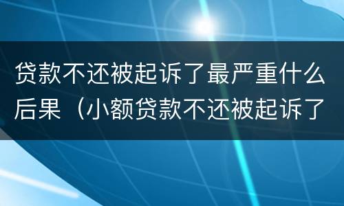贷款不还被起诉了最严重什么后果（小额贷款不还被起诉了最严重什么后果）