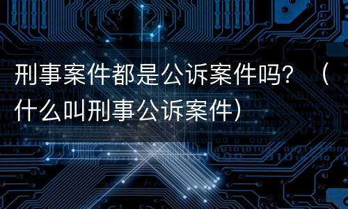 刑事案件都是公诉案件吗？（什么叫刑事公诉案件）