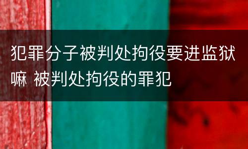 犯罪分子被判处拘役要进监狱嘛 被判处拘役的罪犯