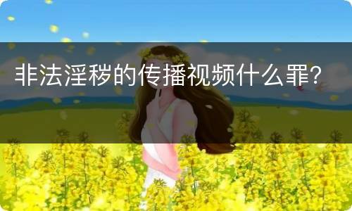 非法淫秽的传播视频什么罪？