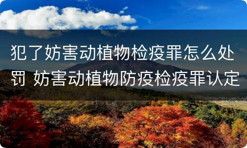 犯了妨害动植物检疫罪怎么处罚 妨害动植物防疫检疫罪认定