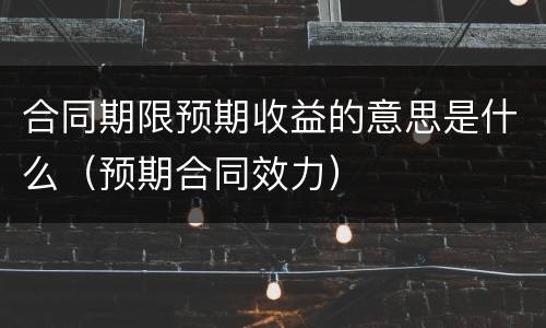 合同期限预期收益的意思是什么（预期合同效力）