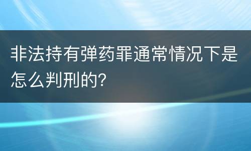 非法持有弹药罪通常情况下是怎么判刑的？