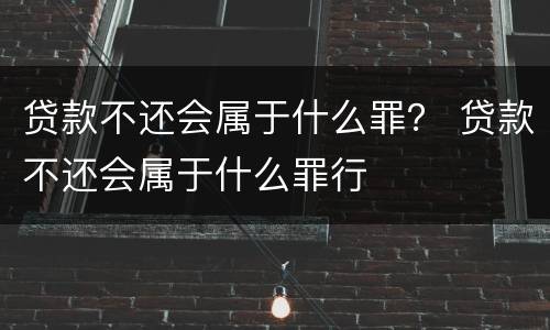 贷款不还会属于什么罪？ 贷款不还会属于什么罪行