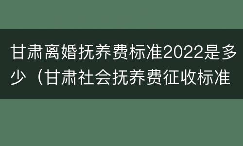 甘肃离婚抚养费标准2022是多少（甘肃社会抚养费征收标准2021）