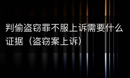 判偷盗窃罪不服上诉需要什么证据（盗窃案上诉）