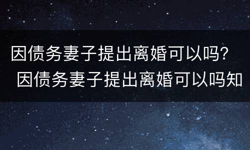 因债务妻子提出离婚可以吗？ 因债务妻子提出离婚可以吗知乎