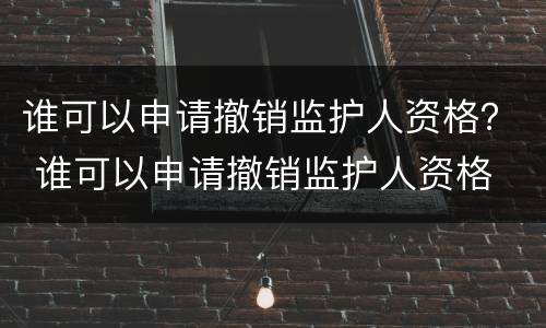 谁可以申请撤销监护人资格？ 谁可以申请撤销监护人资格