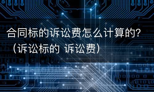 合同标的诉讼费怎么计算的？（诉讼标的 诉讼费）