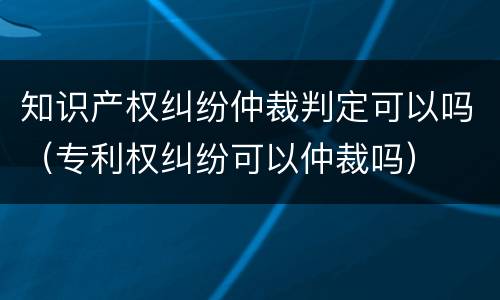 知识产权纠纷仲裁判定可以吗（专利权纠纷可以仲裁吗）