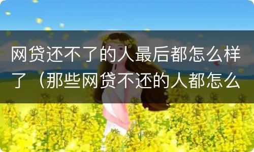 网贷还不了的人最后都怎么样了（那些网贷不还的人都怎么样了）