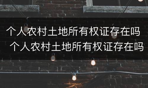个人农村土地所有权证存在吗 个人农村土地所有权证存在吗怎么查