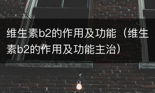 维生素b2的作用及功能（维生素b2的作用及功能主治）